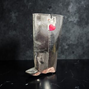 Zara Silver Over the Knee Boots 40